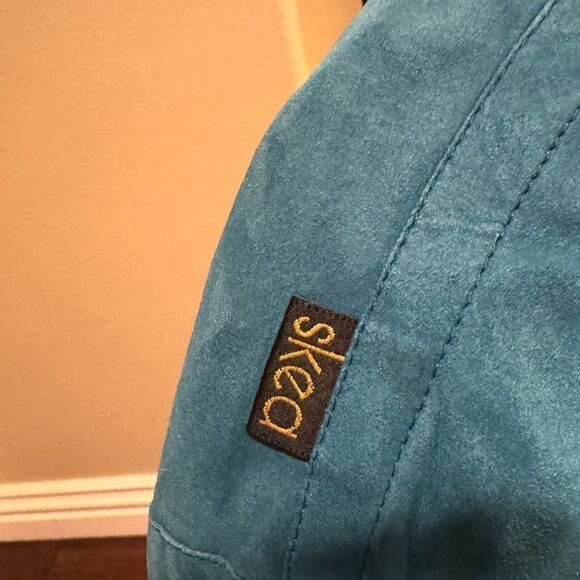 Vintage SKEA Turquoise 80’s Suede Lined Ski Jacket Women’s Puffy Shoulders Sz 8 - Picture 7 of 16